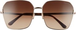 62mm Claudia Square Sunglasses - Dark Havana/ Brown Gradient