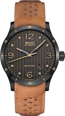 Multifort Automatic Leather Strap Watch, 42mm