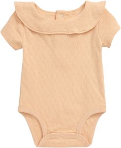 Infant Girl's Oliver & Rain Kangaroo Collared Organic Cotton Bodysuit