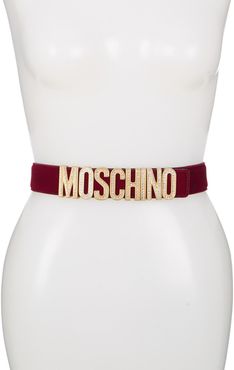 MOSCHINO Thick Suede Embellished Logo Belt at Nordstrom Rack