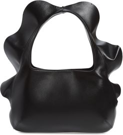 Small Atelier Rouches 04 Edition Ruffle Leather Hobo - Black