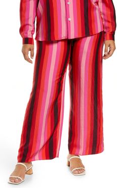 Plus Size Women's Never Fully Dressed Freya Pink Strip Trousers
