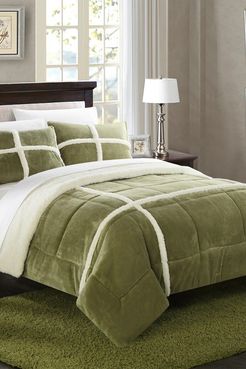 Chic Home Bedding King Camille Box Sherling Lined Comforter Set - Green at Nordstrom Rack