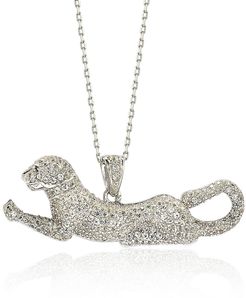 Suzy Levian Sterling Silver White Sapphire and Diamond Accent Prowling Tiger Pendant - 0.02 ctw at Nordstrom Rack