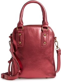 Triple Compartment Faux Leather Satchel - Red
