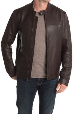 Cole Haan Classic Bonded Leather Moto Jacket at Nordstrom Rack