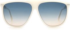 61mm Gradient Flat Top Sunglasses - Ivory/ Gray Shade Brown