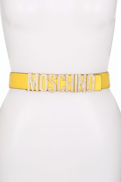 MOSCHINO Thick Leather Logo Belt at Nordstrom Rack