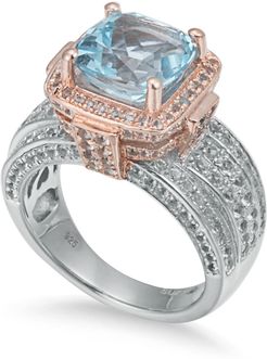 Suzy Levian Sterling Silver Cushion Blue and White Topaz Ring at Nordstrom Rack