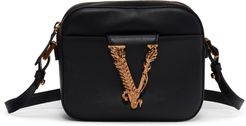Versace Virtus Leather Camera Crossbody Bag - Black