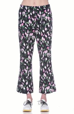 Floral Print Cotton Crop Pants