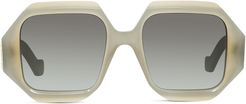 54mm Hexagonal Sunglasses - Milky Lt Gry/milky Beige/smoke