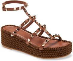 Torchon Rockstud Rope Platform Sandal