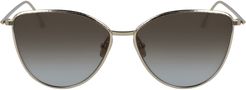 59mm Cat Eye Sunglasses - Gold/ Brown Grey Gradient