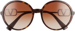 57mm Gradient Round Sunglasses - Havana/ Brown Gradient