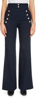Flare Leg Stretch Wool Sailor Trousers