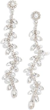 Crystal & Imitation Pearl Wavy Drop Earrings