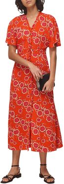 Whistles Ella Floral Button Front Midi Dress at Nordstrom Rack