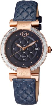 Gevril Women's Berletta Diamond Quilted Leather Strap Watch, 37mm - 0.0044 ctw at Nordstrom Rack