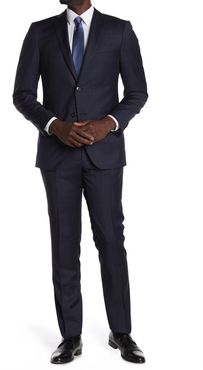 John Varvatos Collection Navy Plaid Two Button Notch Lapel Suit at Nordstrom Rack