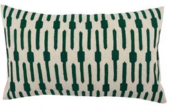 DIVINE HOME Emerald Embroidered Ticking Stripes Lumbar Throw Pillow - 24"x14" at Nordstrom Rack