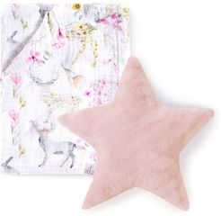 Blush Swaddle Blanket & Star Pillow Set