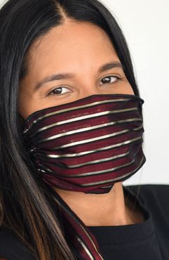 Adult Shimmer Stripe Four Layer Mask Scarf