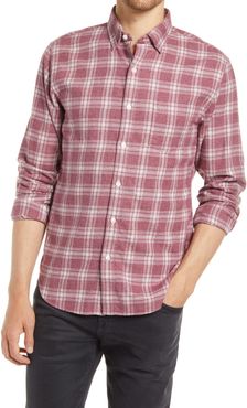 Slim Fit Brushed Plaid Button-Up Shirt