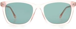 55mm Rectangular Sunglasses - Pink/ Green