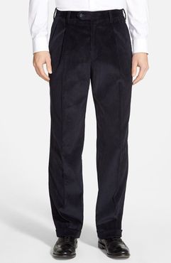 Pleated Classic Fit Corduroy Trousers