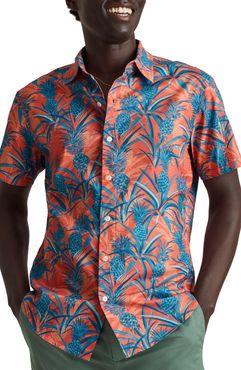 Rivie Slim Fit Tropical Short Sleeve Stretch Button-Up Shirt