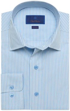 Big & Tall David Donahue Trim Fit Check Performance Dress Shirt