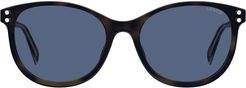 53mm Round Sunglasses - Havana 2/ Blue