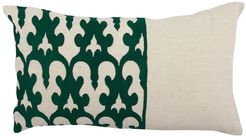 DIVINE HOME Emerald Green Embroidered Bella Scroll Lumbar Throw Pillow - 24"x14" at Nordstrom Rack