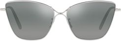 Marlyse 60mm Butterfly Sunglasses - Silver/ Grey Gradient Mirror