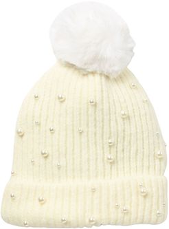 Natasha Accessories Faux Fur Pom Beanie With Pearls at Nordstrom Rack