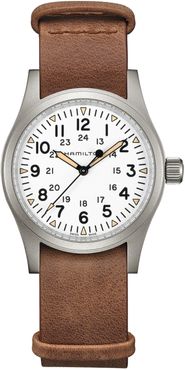 Khaki Field Leather Strap Watch, 38mm