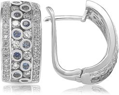 Suzy Levian Sterling Silver Sapphire and Diamond Hoop Earrings - 0.02 ctw at Nordstrom Rack