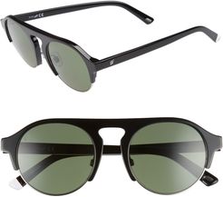 52mm Sunglasses - Shiny Black/ Green