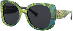 56mm Butterfly Sunglasses - Green/ Blue/ Grey