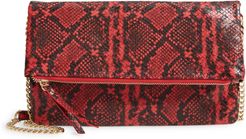 Instant Fave Snakeskin Embossed Faux Leather Folded Clutch - Red