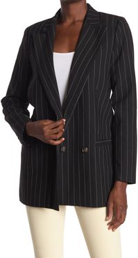 GANNI Pin Stripe Double Breasted Suiting Blazer at Nordstrom Rack