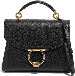 Margot Leather Top Handle Bag - Black