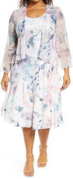 Plus Size Women's Komarov Floral Print Dress With Jacket