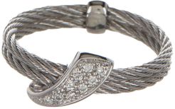 ALOR 18K White Gold Diamond Pave Cable Ring - 0.07 ctw - Size 6.5 at Nordstrom Rack