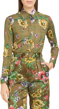 RUNWAY MARC JACOBS MARC JACOBS Floral Print Silk Jersey Shirt at Nordstrom Rack