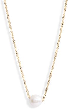 Contrast Chain Pearl Pendant Necklace