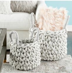Willow Row Large Round Handmade Dove Gray Storage Basket - Set of 2 at Nordstrom Rack
