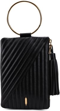 Nolita Quilted Leather Ring Handle Clutch - Black