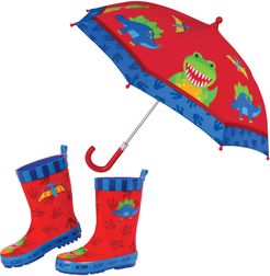 Print Rain Boots & Umbrella Set - Red